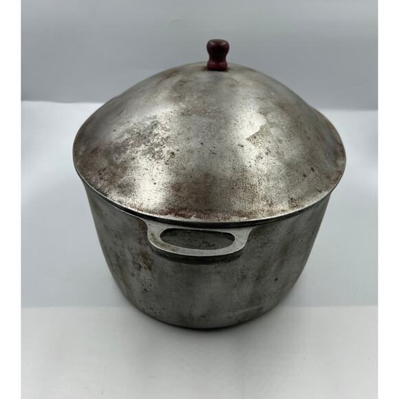 Vintage Super Cast Aluminum Dutch Oven 5 Quart Roaster Primitive Pan W Lid - Picture 4 of 8